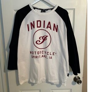 Indian Motorcycle Men's Baseball Tee Logo Shirt Large